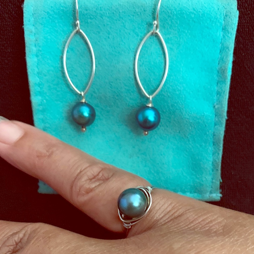 Handmade Silver Ring & Earring Set (2pc)